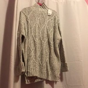 Grey/White H&M Marbled Knit Turtleneck Sweater